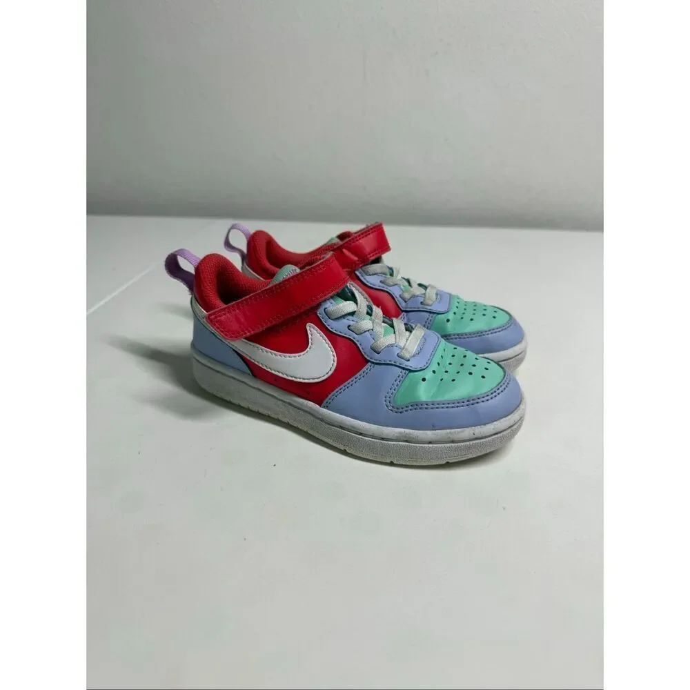 Nike Kids Court Borough Low Recraft Cobalt Bliss Track Red Sz 11C